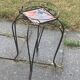 Plant door, iron harness forged twist black and golden and hand-painted ceramic tile