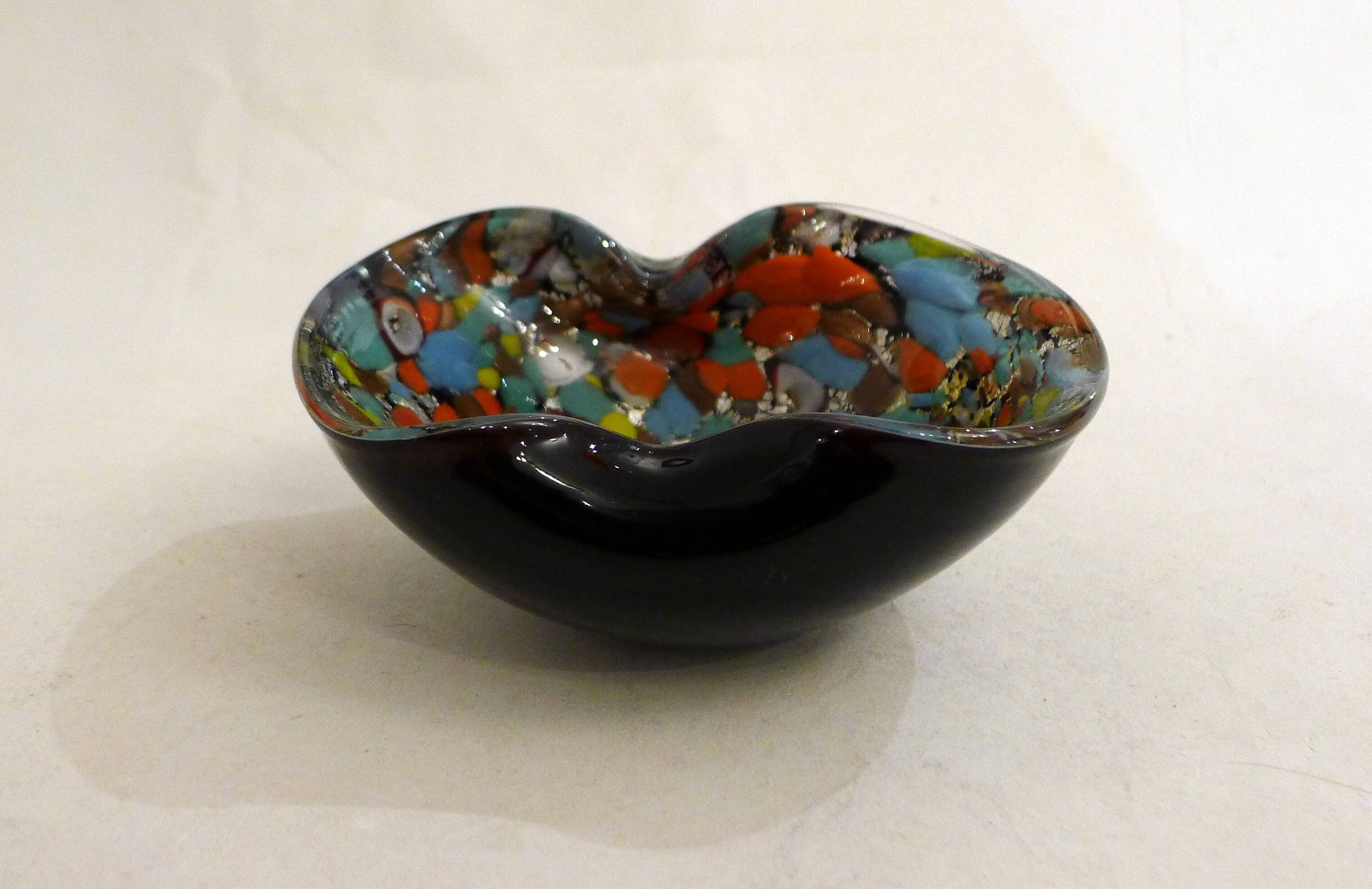 Cendrier Confettis en verre de Murano soufflé