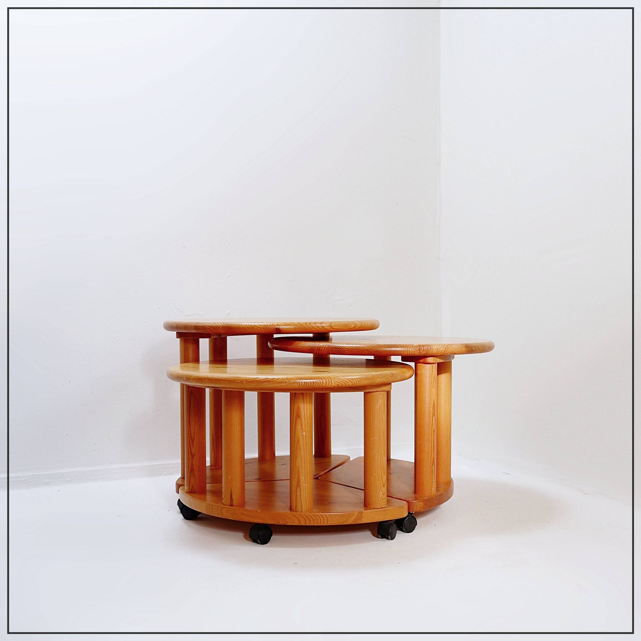 Set of 3 vintage side tables, in the style of Rainer Daumiller