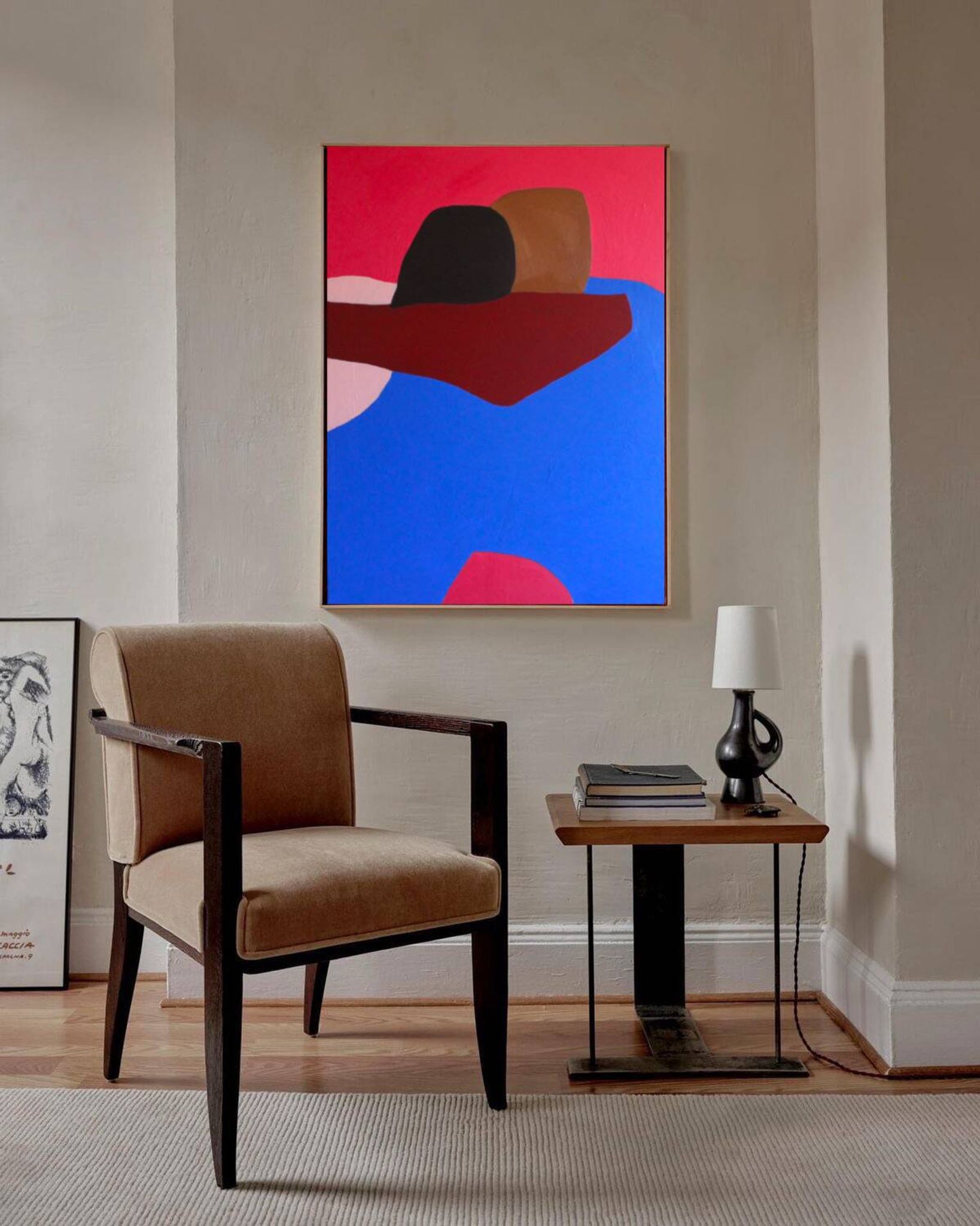 Minimalist canvas couple embraced "a hug" signed Bodasca
