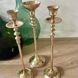 Set of 3 brass candle holders