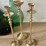 Set of 3 brass candle holders