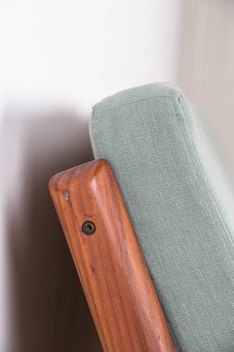 Danish 3-seater sofa in teak and new fabric, Senator model Ole Wanscher, France & Son.