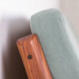 Danish 3-seater sofa in teak and new fabric, Senator model Ole Wanscher, France & Son.