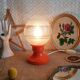 Retro orange table lamp and 70s glass globe