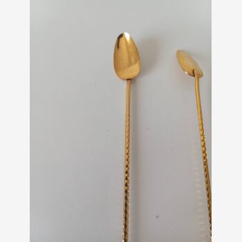 Set of 6 golden coffee bean spoons