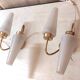 Asymmetrical brass wall lights with opaline shades, 1950s-60s.