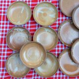 Lot of 7 dishes low in sandstone enameled Vintage