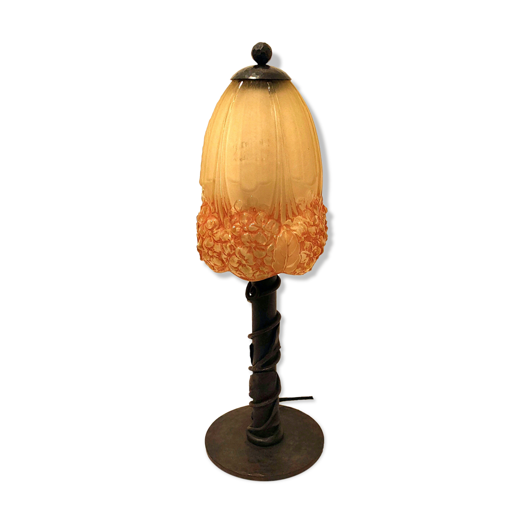 Paire De Lampes De Chevet JP RYCKAERT - Abat-jour En Pâte De Verre - Design Rare