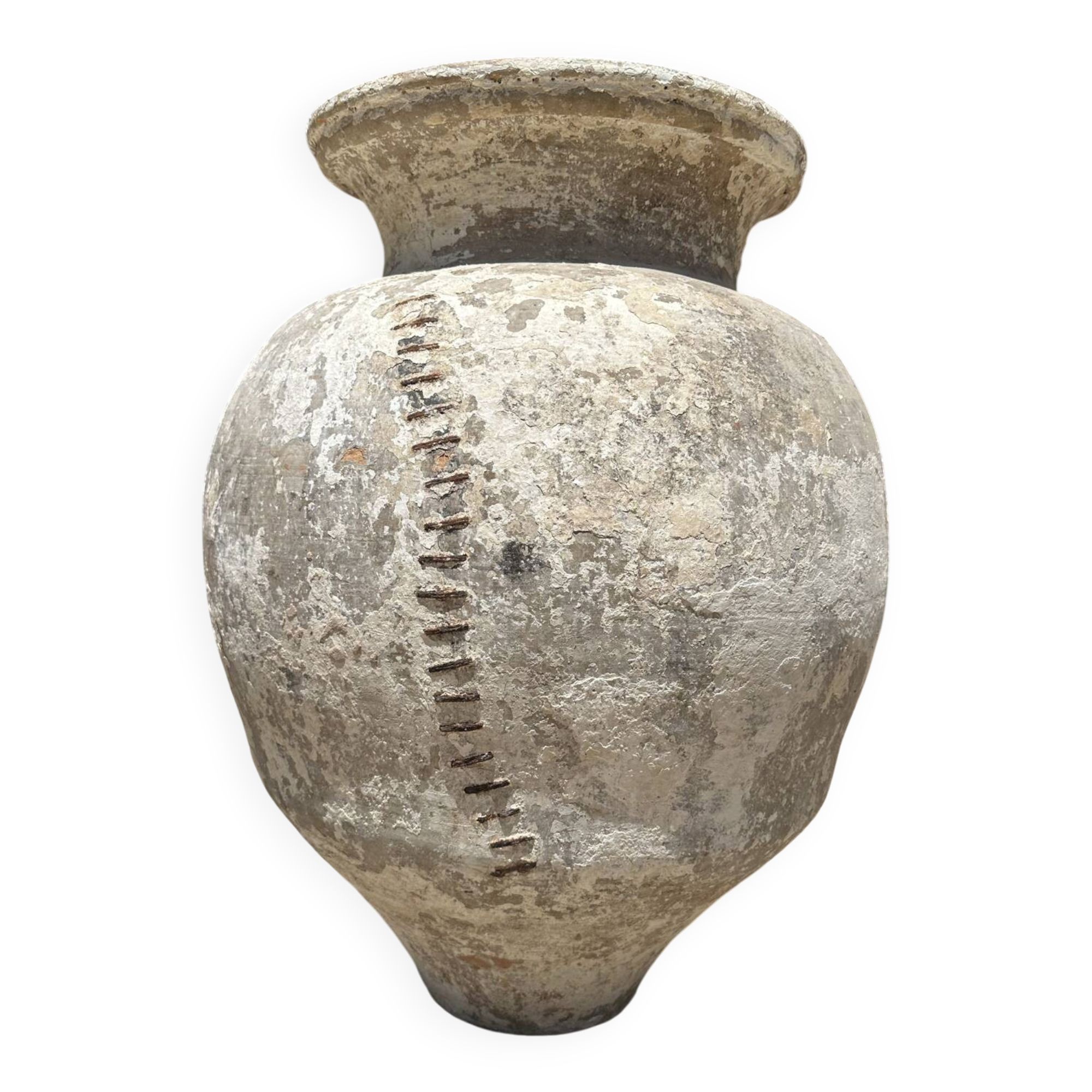 Ancient terracotta pottery jar from the 19th century.