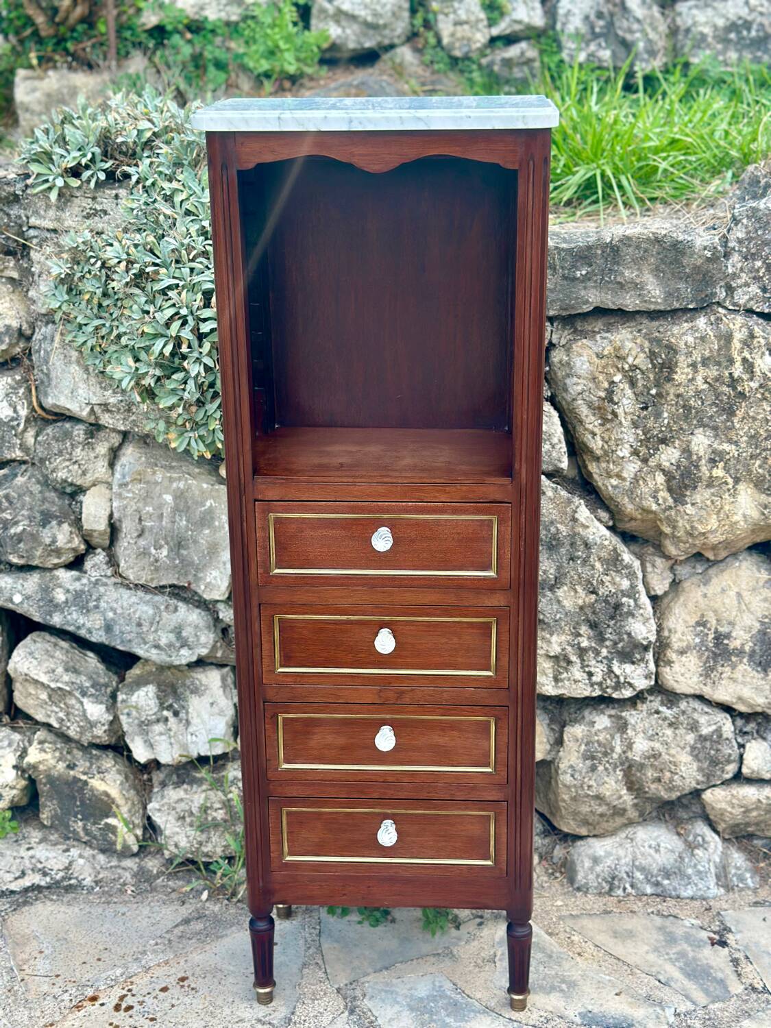 Small Louis XVI style Mahogany and mahogany veneer chiffonier