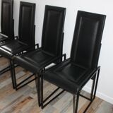 Lot de 4 chaises vintage cuir piqure sellier