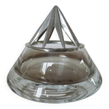 Designer crystal and pewter flower vase by Jean Goardere, 1970s