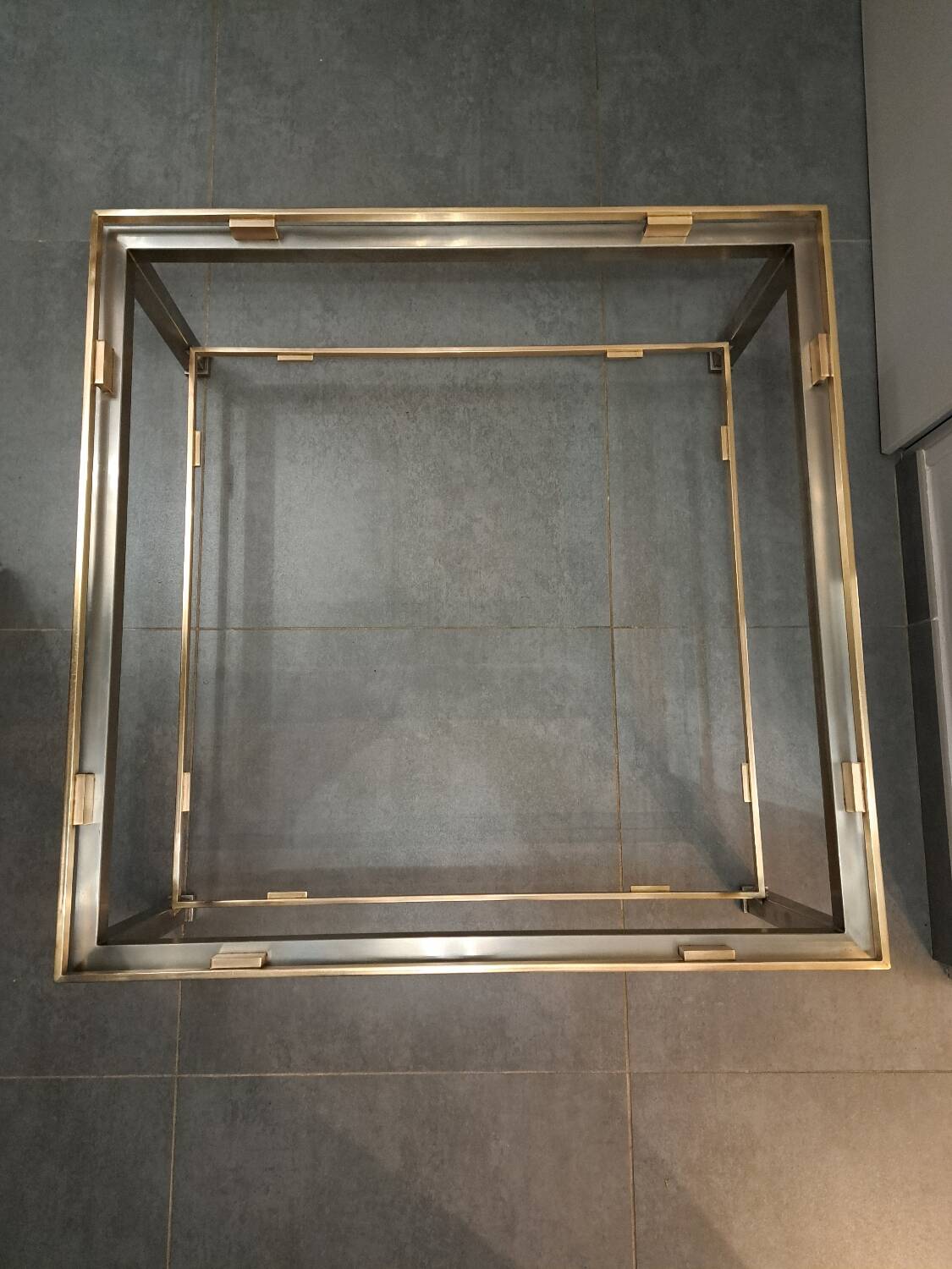 Guy Lefevre coffee table in steel and bronze