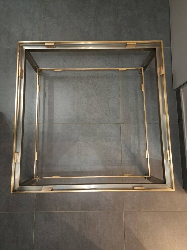 Table basse Guy Lefevre en acier et bronze