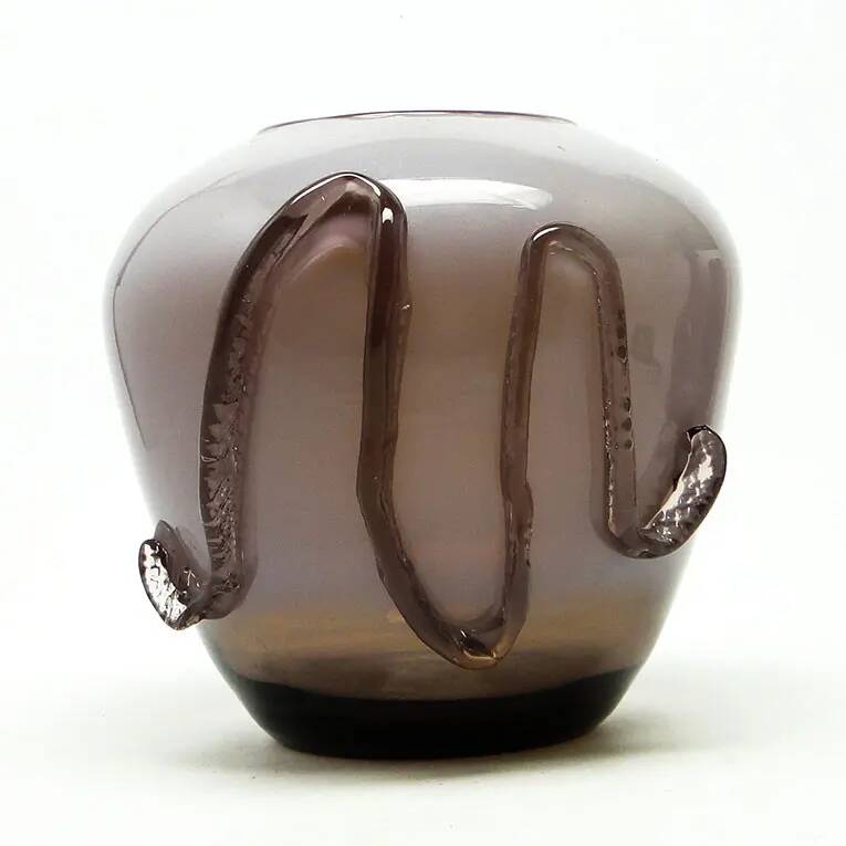 Vase, Polish modernism, purple glass, designed by J. Słuczan-Orkusz, Poland, 1970s