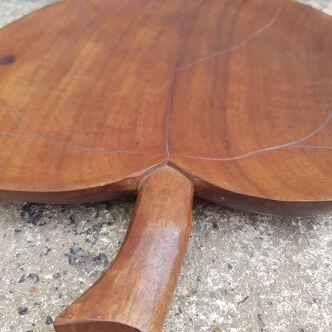 Vintage wooden fruit basket tray leaf heart shape