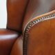 Set of 2 English style sheepskin leather wingback armchairs