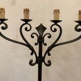Floor lamp has four wrought iron lights