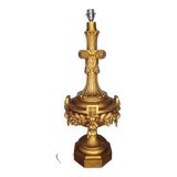 Lampe 90cm bois sculpté doré style Louis XVI