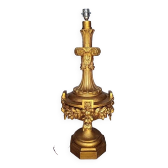 Lampe 90cm bois sculpté doré style Louis XVI