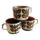 3 vintage coffee cups - boch belgium - "rambouillet" model