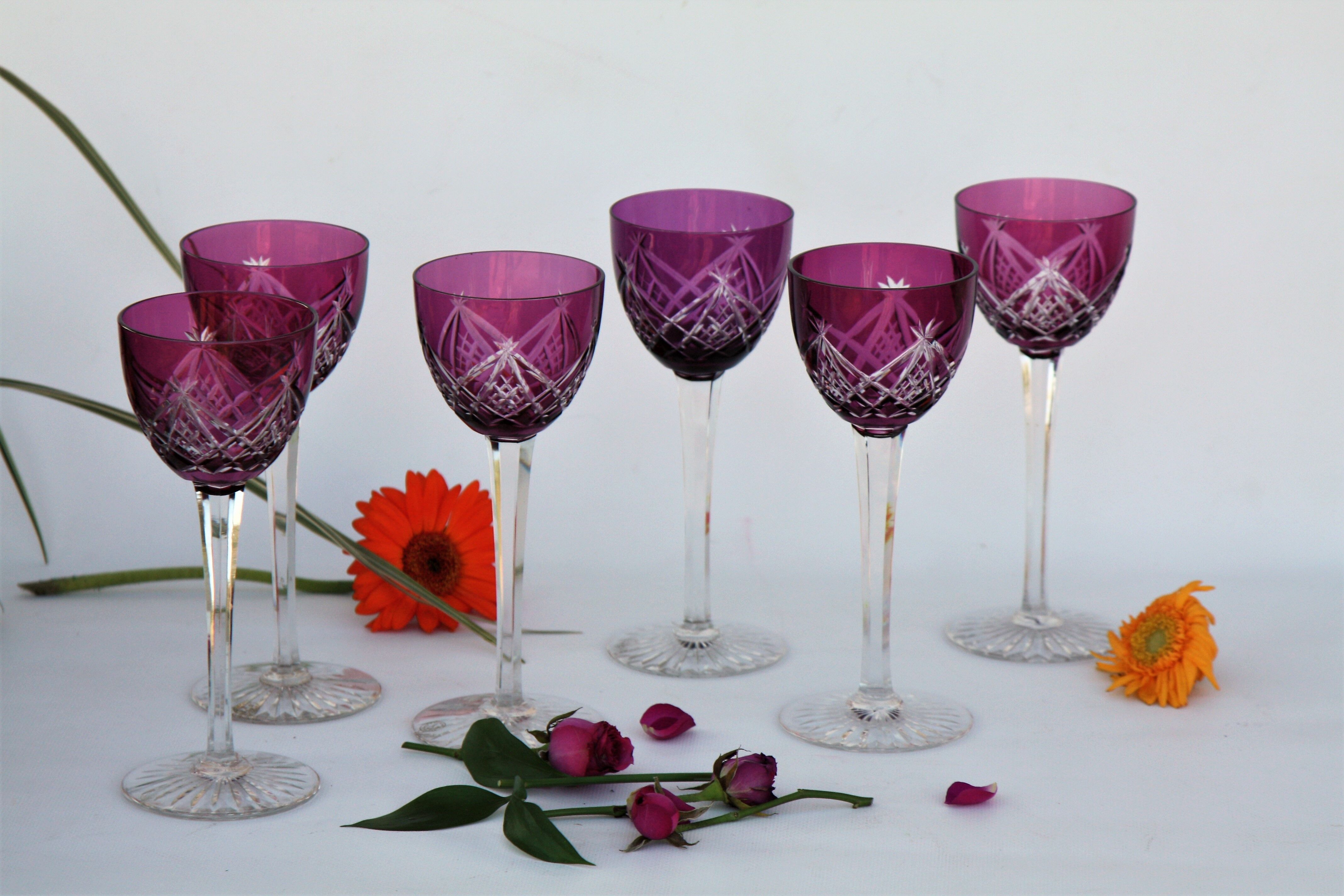 Set of 6 wine glasses from the Rhine Roemer Baccarat Crystal model S1132