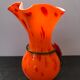 Vase verre multicouche orange col corolle vintage