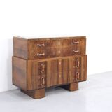 Art deco italian chest of drawers in walnut burl 1930