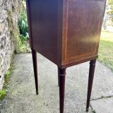 Louis XVI style bedside table in bronze, marble and ceramic
