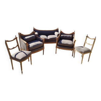 Ensemble 5 pièces ( 1 banquette,2 fauteuils et 2 chaises)
