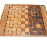 Wooden checkers and marquetry with storage