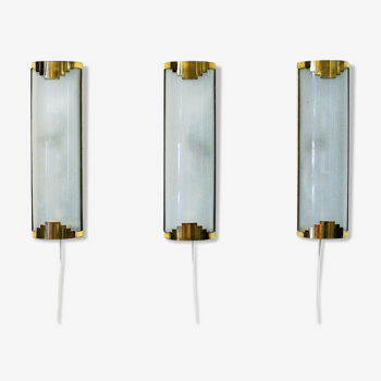 Set of three Art Deco wall lamps from the 1930-1940s