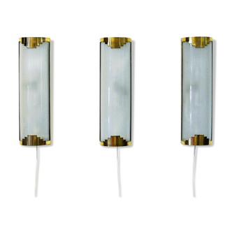 Ensemble de trois appliques murales Art Déco des années 1930-1940