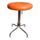 Vintage 70's rotating stool, chrome base, orange imitation leather seat