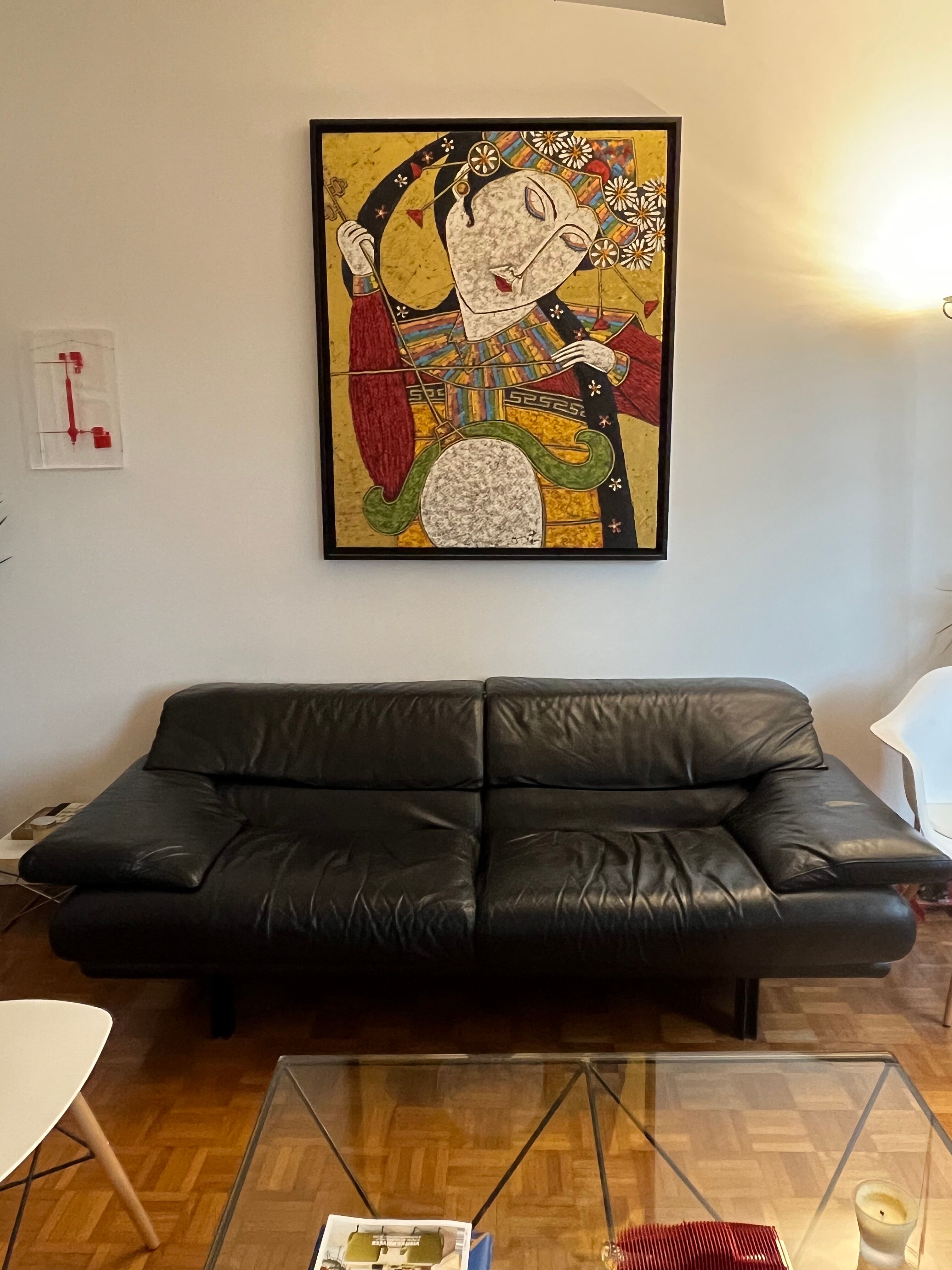 Canapé Cuir noir Alanda de Paolo Piva pour B&B Italia