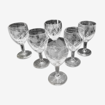 Set 6 glasses of wine chiseled glass