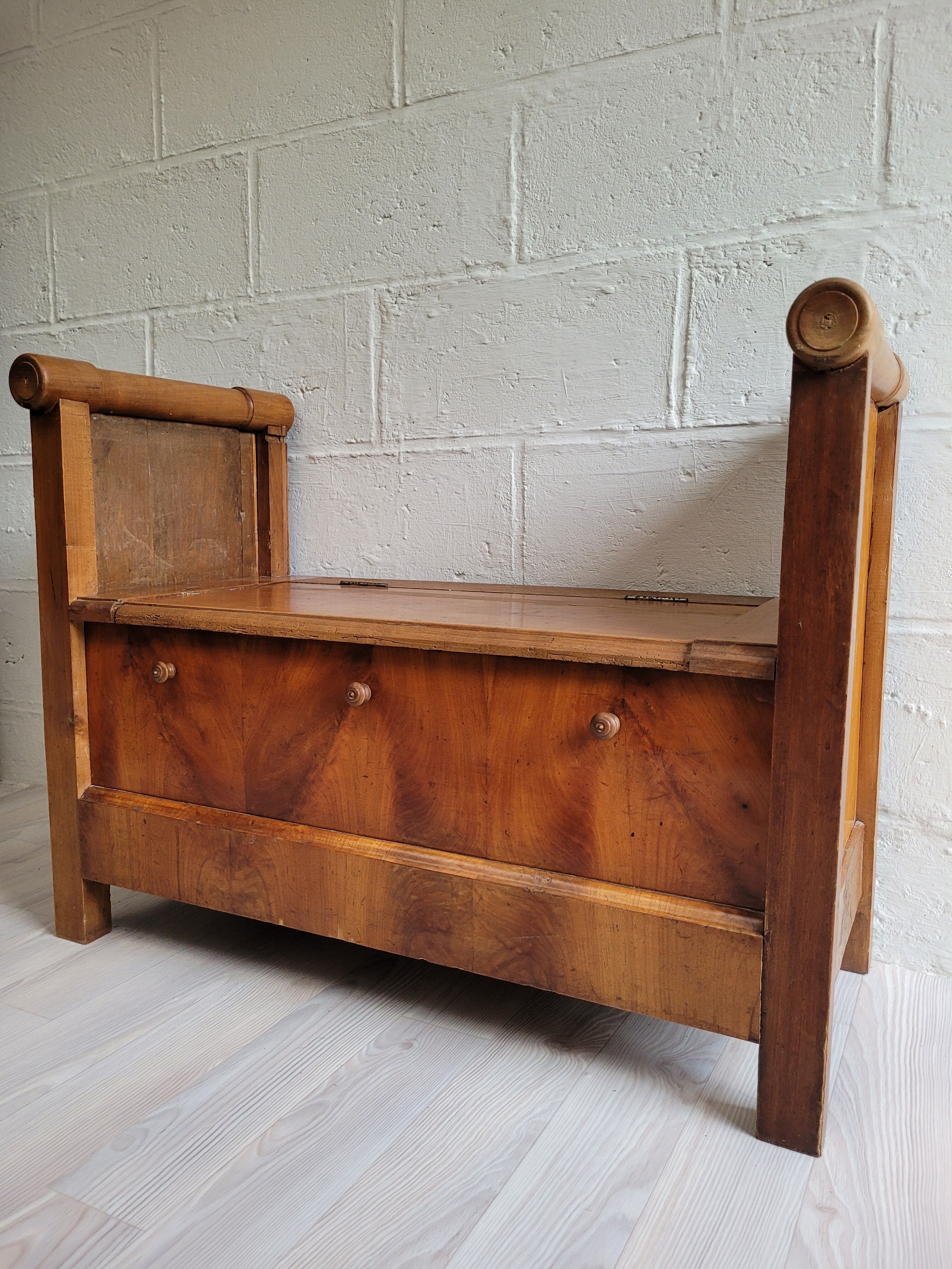 Antique wooden chest bench