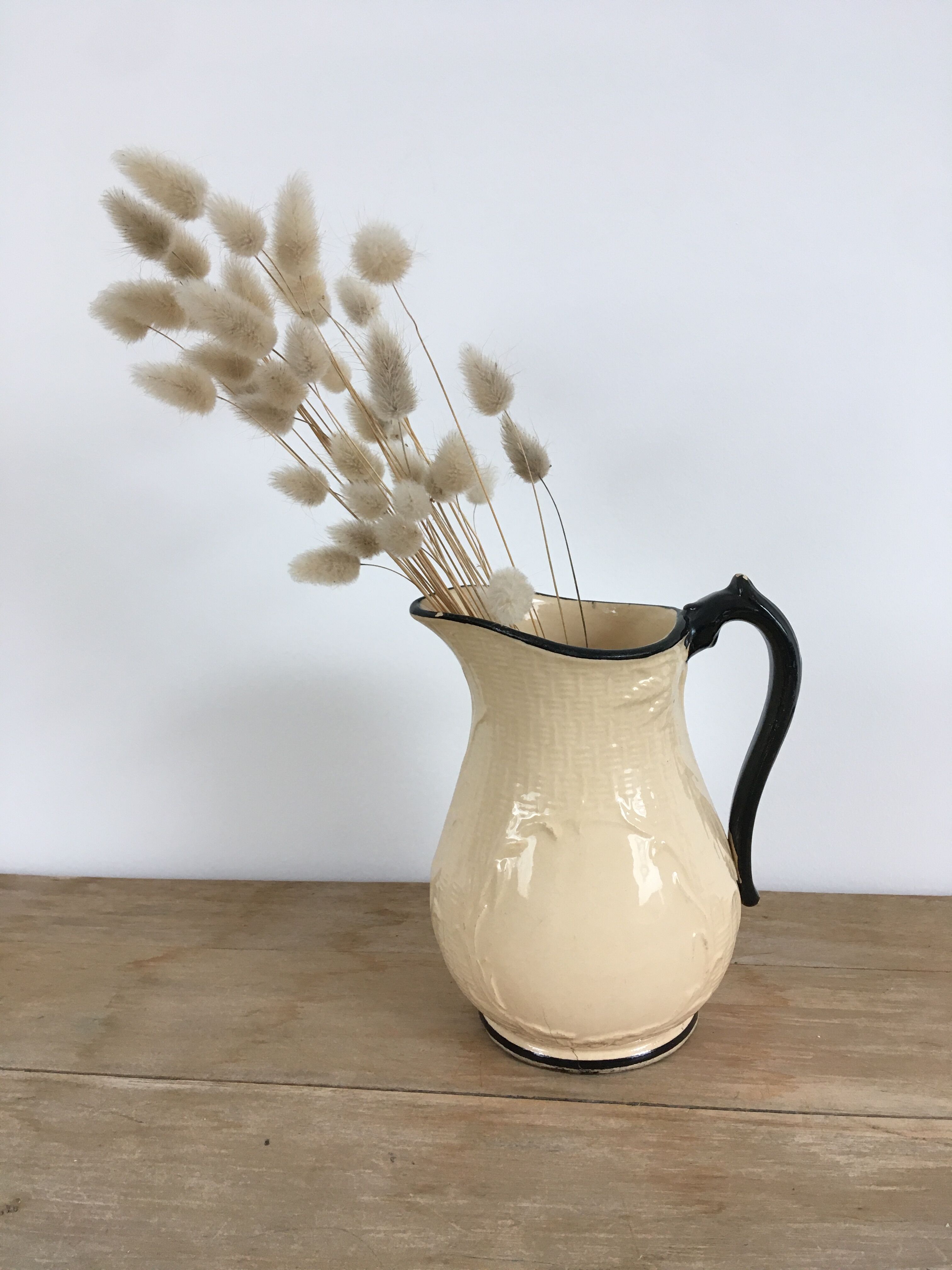 Old pitcher beige and black Lunéville