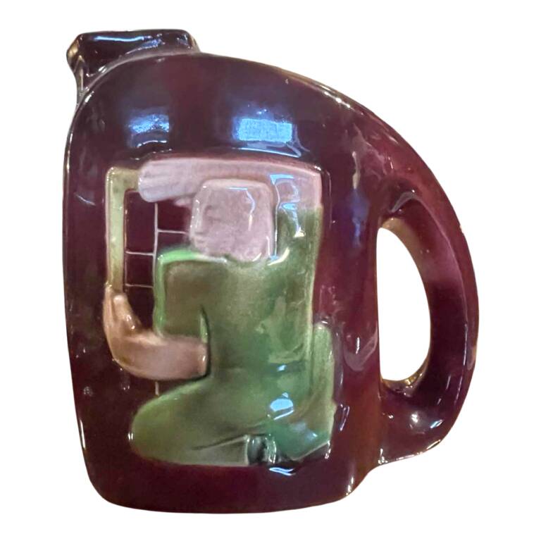 Ceramic pitcher, freemasonry, rene boschmans for coceram, ca 1950