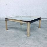 Brass and Glass Square Coffee Table by Peter Ghyczy, 1970s