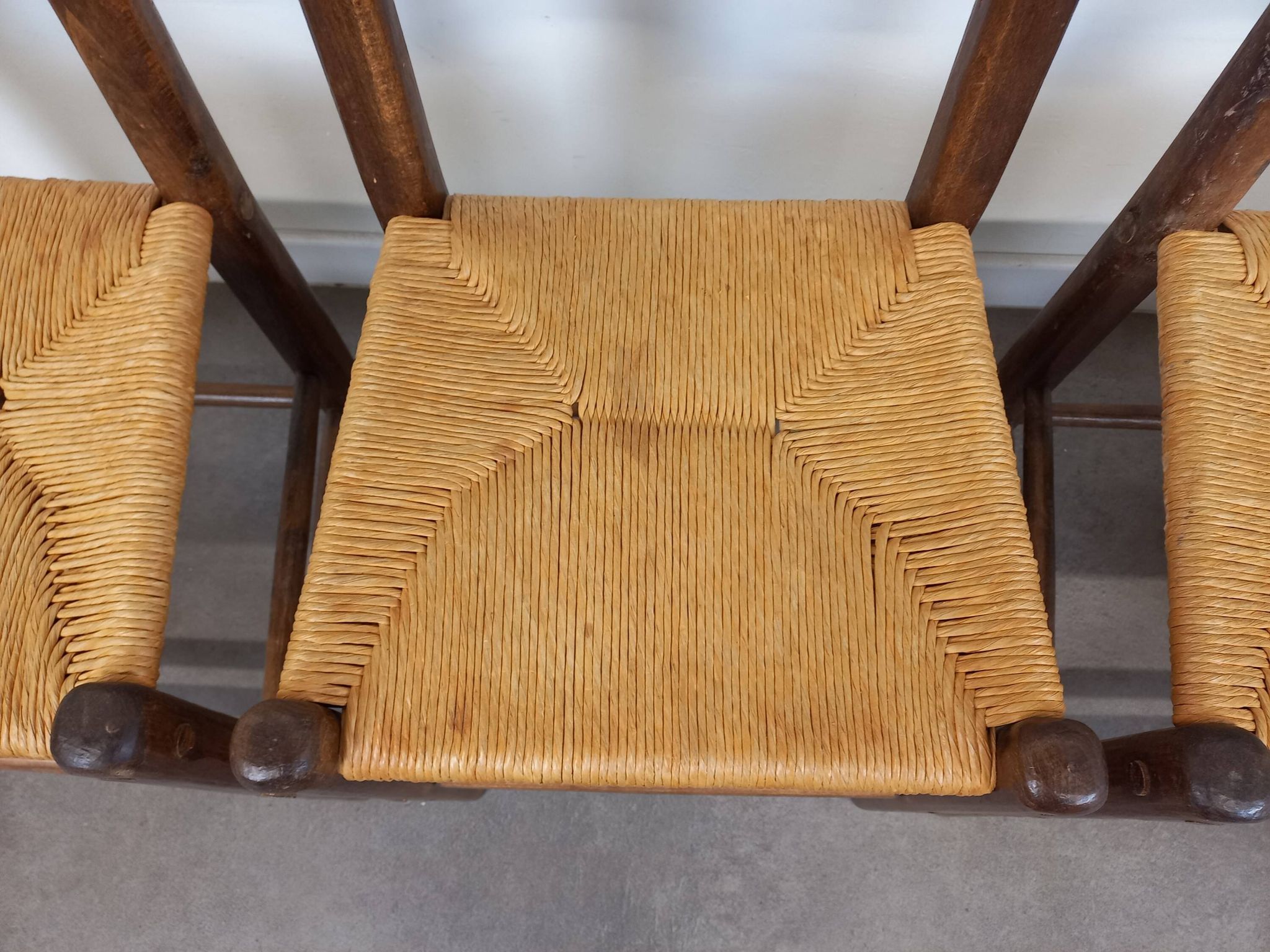 Straw brutalist chairs, set of 4