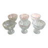 Suite de six coupes à glaces en verre avec liseré / vintage années 70