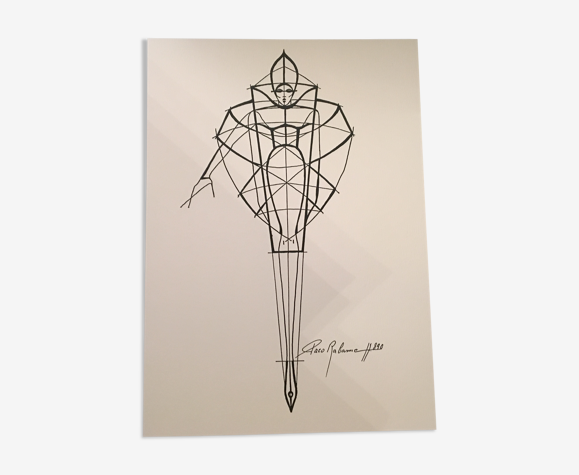 Illustration de mode Paco Rabanne époque début des années 90 .