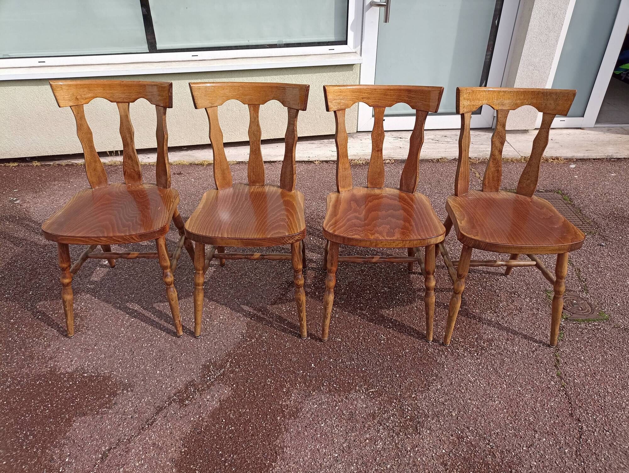 Set of 4 bistro bar chairs year 80 - 90 - wooden - baumann