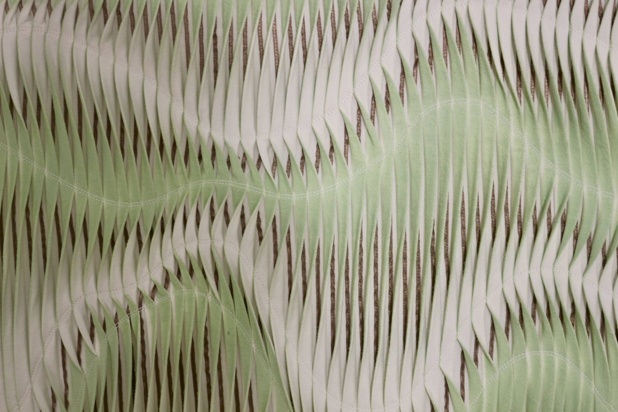 Textured wave effect painting by pleating in light green color. Contemporary. Ref Riviera