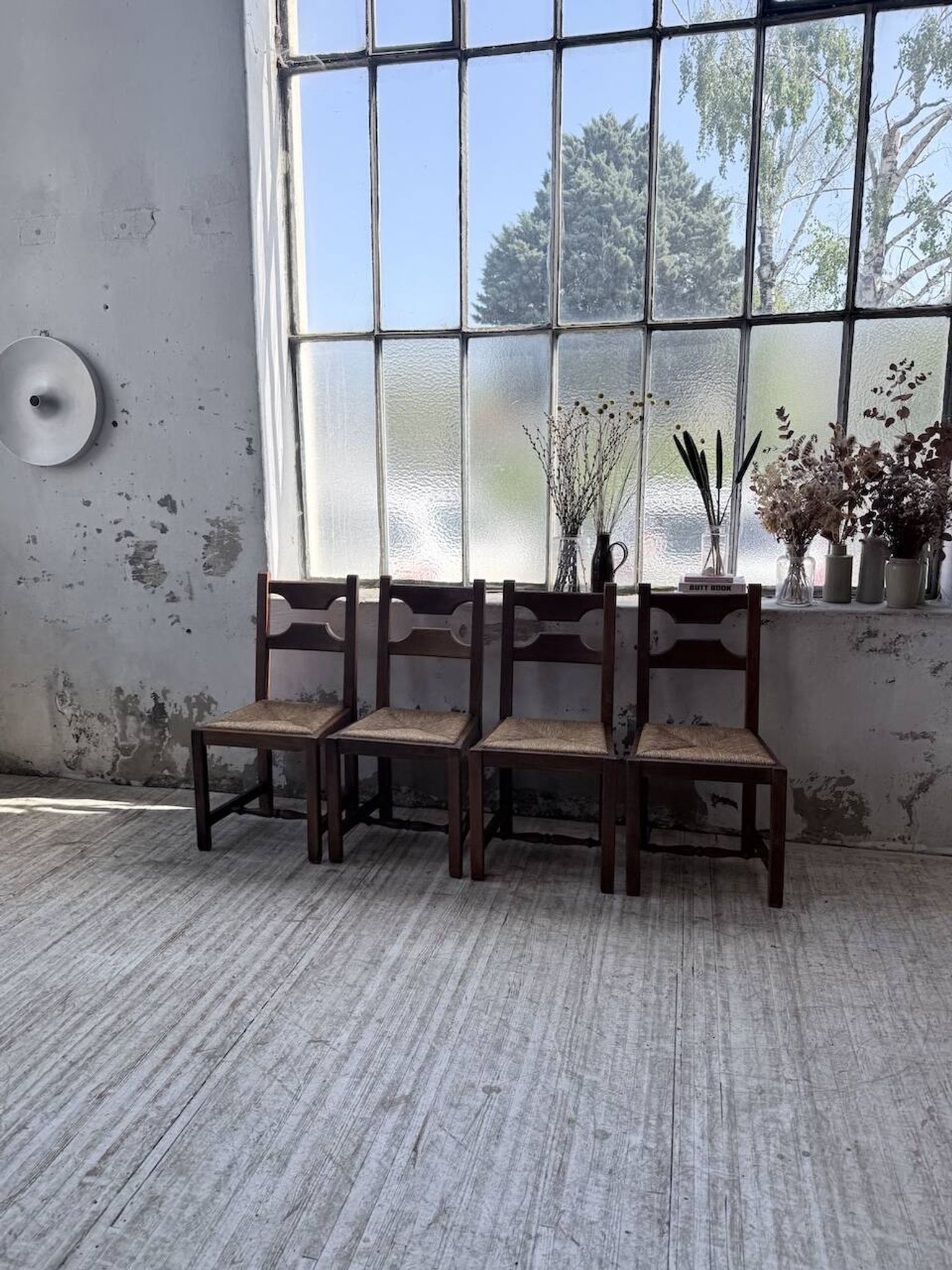 Set 4 chaises rustiques chêne De puydt, Belgique 1970