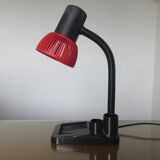 Red and black desk lamp with storage 80s era Memphis