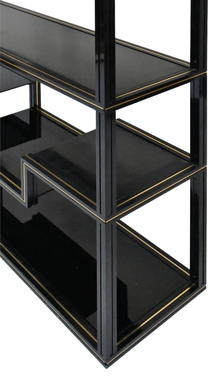 1970s black lacquered metal shelf by Pierre Vandel Paris