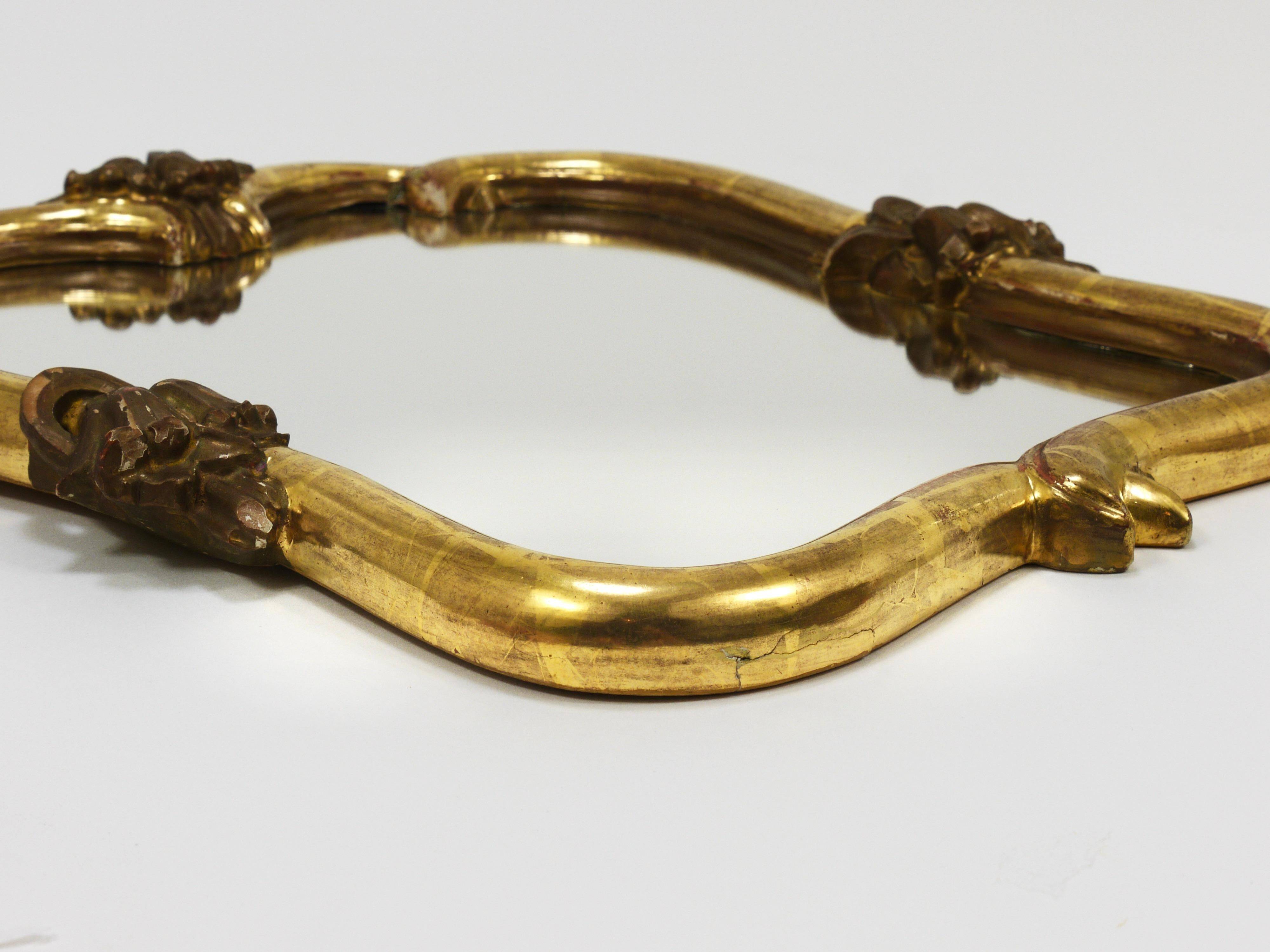 Max Welz Vienna Art Nouveau Hand-Carved Gilded Wood Wall Mirror, Austria, 1930s